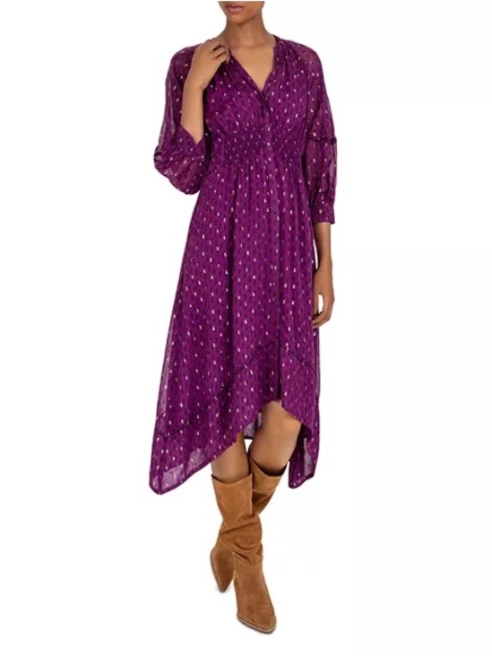 ba&sh Dresses & Skirts - BA&SH Cyana Balloon-Sleeve Midi
Dress in Purple Size S